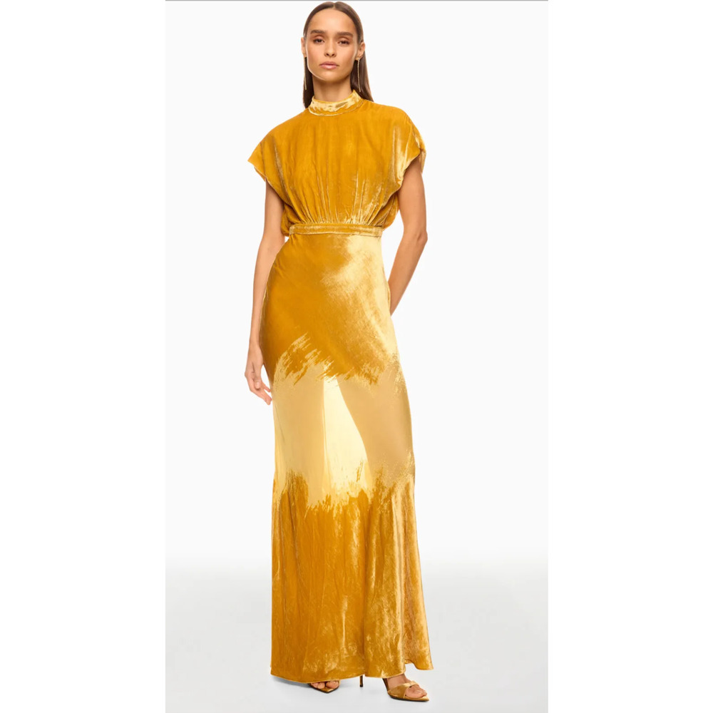 SALONI Fabienne Golden Velvet Gown Size 8